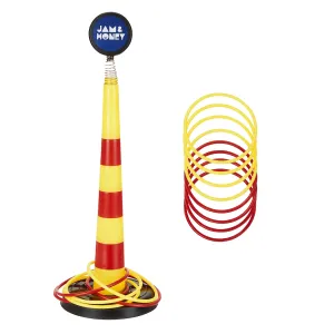 Amazon Brand - Jam & Honey 3 in 1 Game for Kids | Ring Toss | Stacking Cups | Color Sorter | 8 Cups and Rings