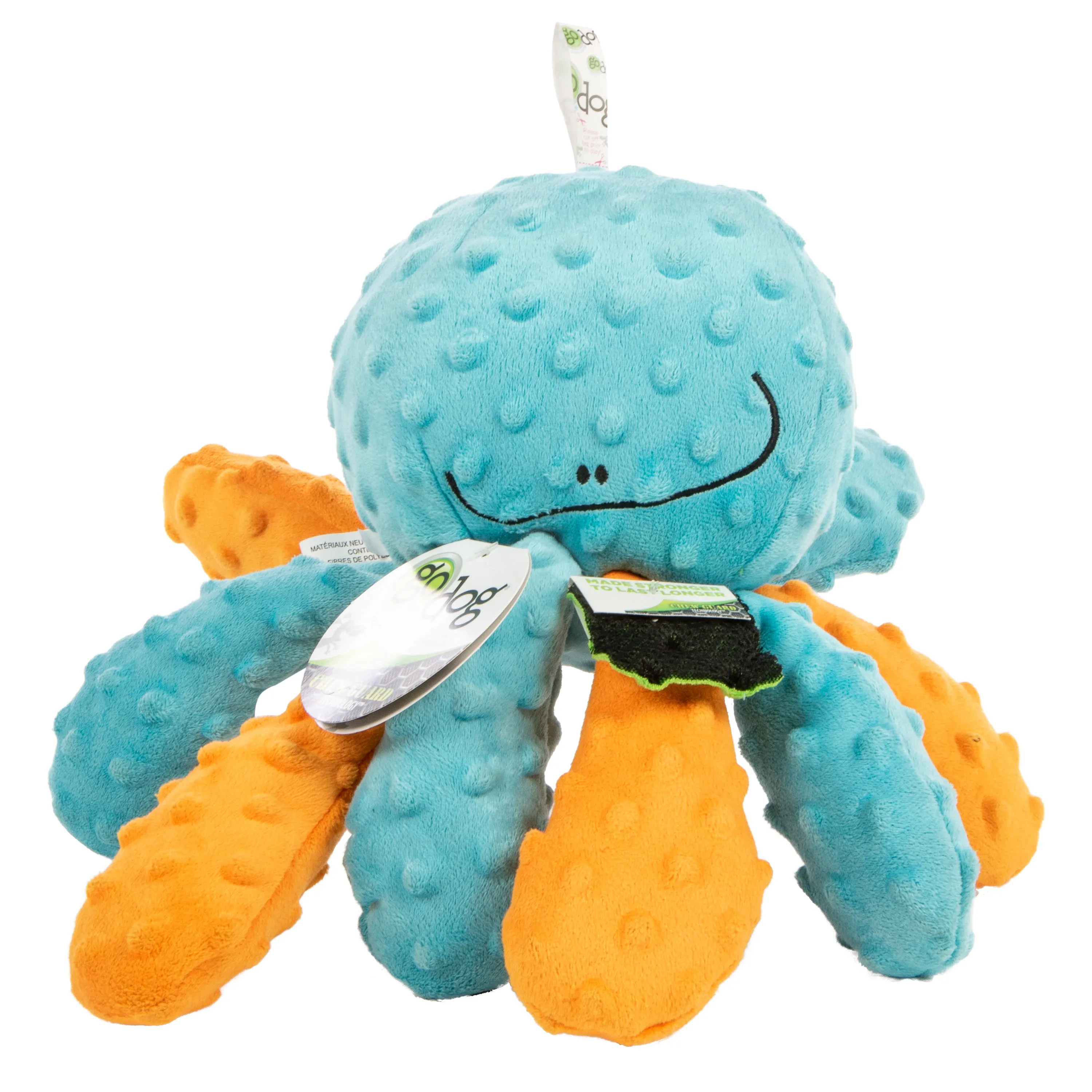 goDog Crazy Tugs Octopus Squeaky Plush Dog Toy with Chew Guard Technology