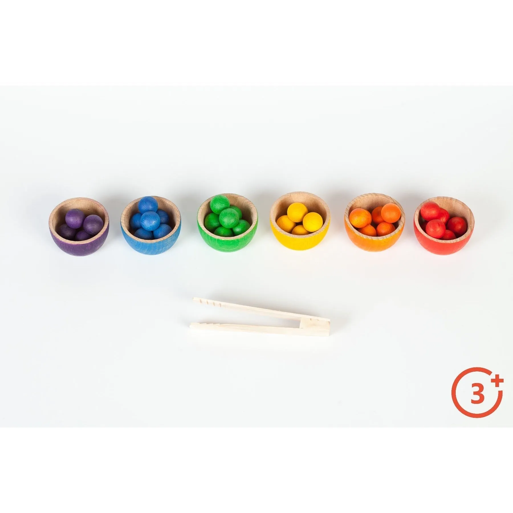 Grapat Wooden Bowls and Marbles with Tongs