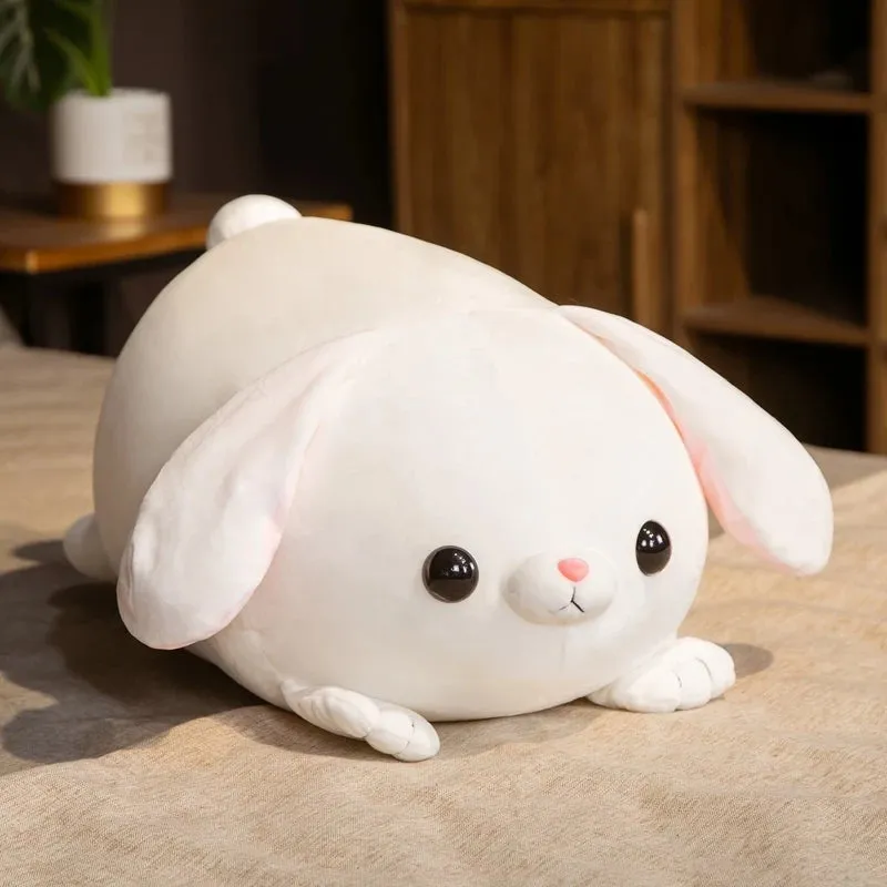 Kawaii White Laying Bunny Plushie Toy