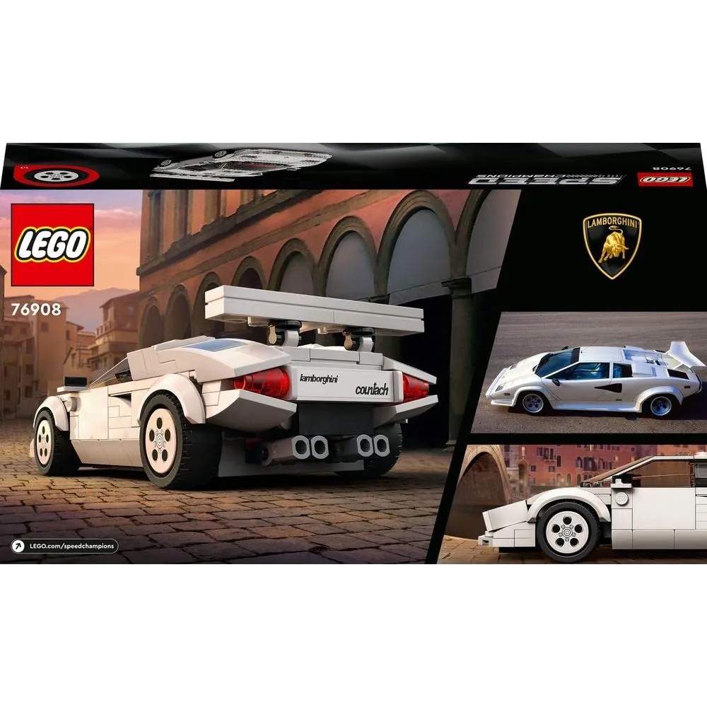 LEGO Speed Champions Lamborghini Countach, Official Lamborghini X LEGO, Car Building Blocks Kit, Age 8 , 76908 (262 Pieces)