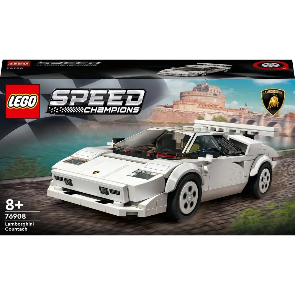LEGO Speed Champions Lamborghini Countach, Official Lamborghini X LEGO, Car Building Blocks Kit, Age 8 , 76908 (262 Pieces)