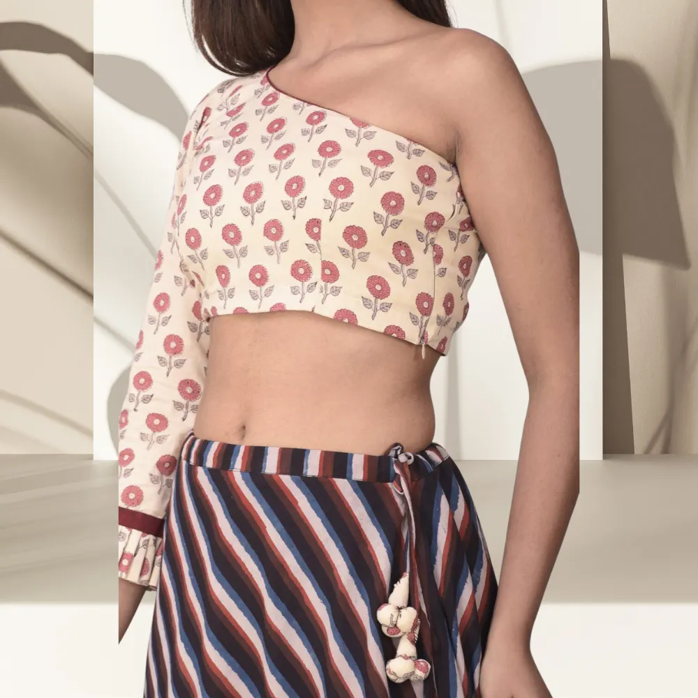 Orchid Lehenga Set | Hand Block Printed | Festive Wear | Beige And Brown