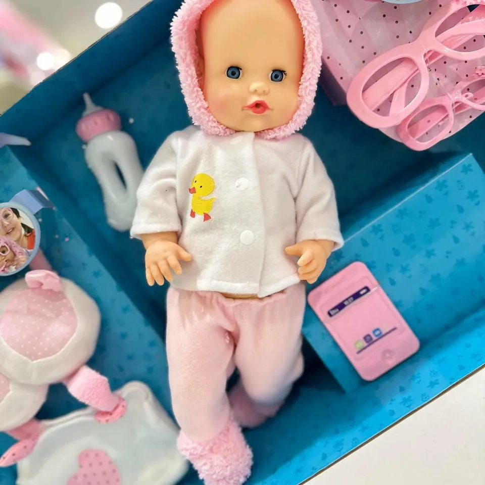 Peeing Baby Doll Set with Glasses & Toy Accessories