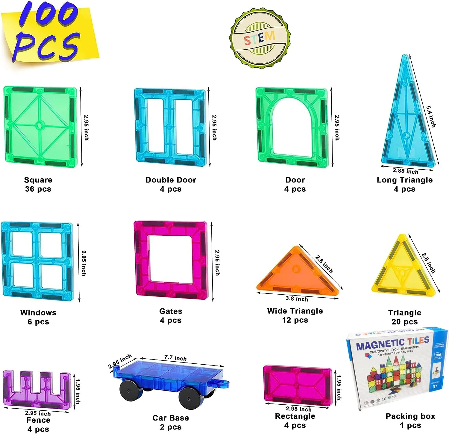 SWIFT 100 pc Magnetic Blocks Building Tiles STEM Toys for 3  Year Old Boys and Girls-Learning by Playing Games for Toddlers- Kids Construction Toys-Inspirational, Educational