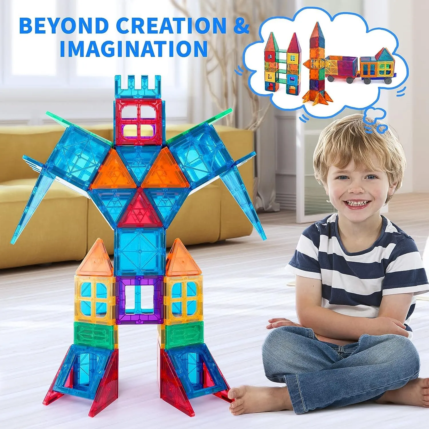 SWIFT 100 pc Magnetic Blocks Building Tiles STEM Toys for 3  Year Old Boys and Girls-Learning by Playing Games for Toddlers- Kids Construction Toys-Inspirational, Educational