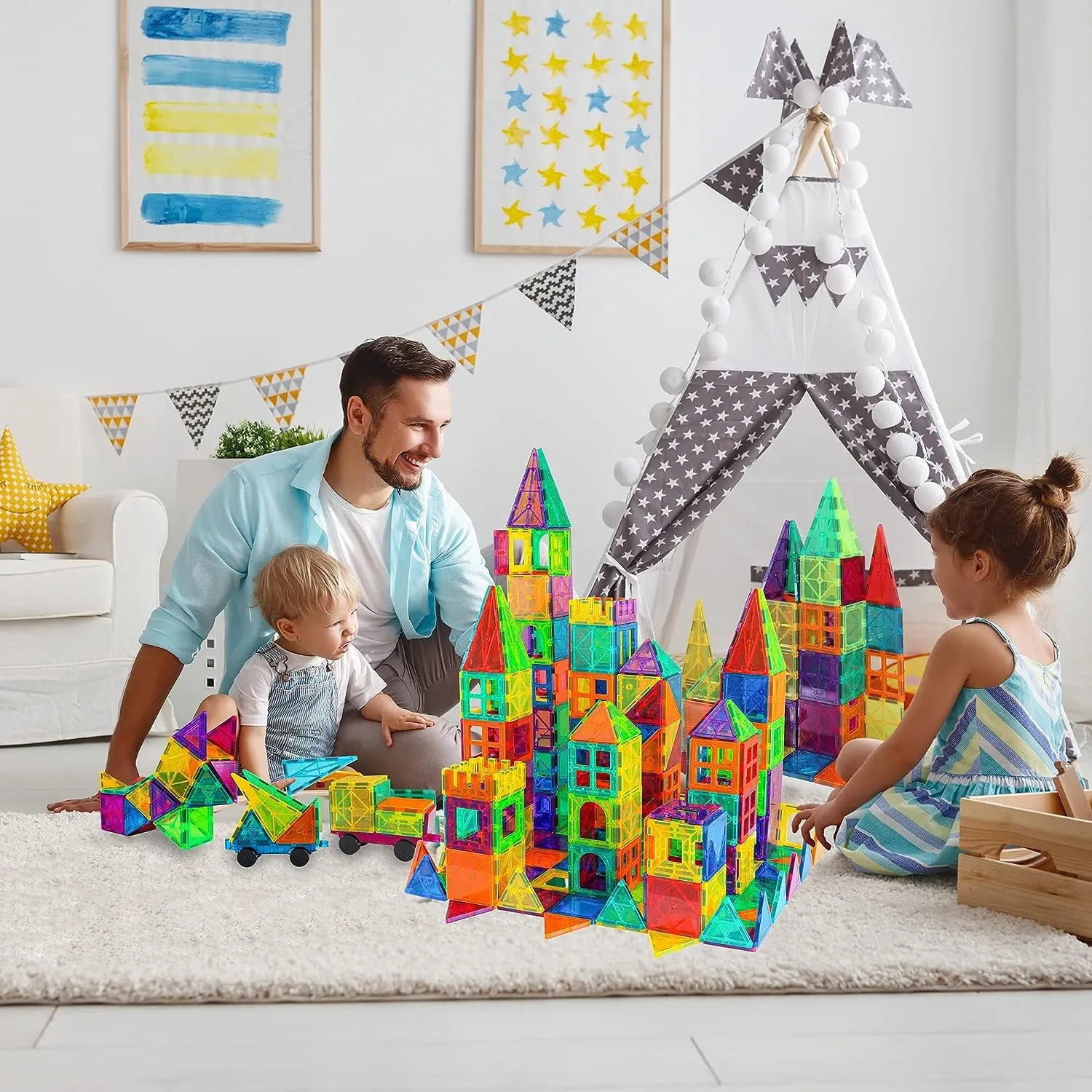 SWIFT 100 pc Magnetic Blocks Building Tiles STEM Toys for 3  Year Old Boys and Girls-Learning by Playing Games for Toddlers- Kids Construction Toys-Inspirational, Educational