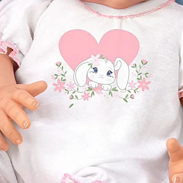 The Ashton - Drake Galleries Hopped Into My Heart Lifelike So Truly Real® Baby Girl Doll in Bunny Outfit Weighted Fully Poseable with Soft  RealTouch® Vinyl Skin by Doll Artist Linda Murray 19"-Inches