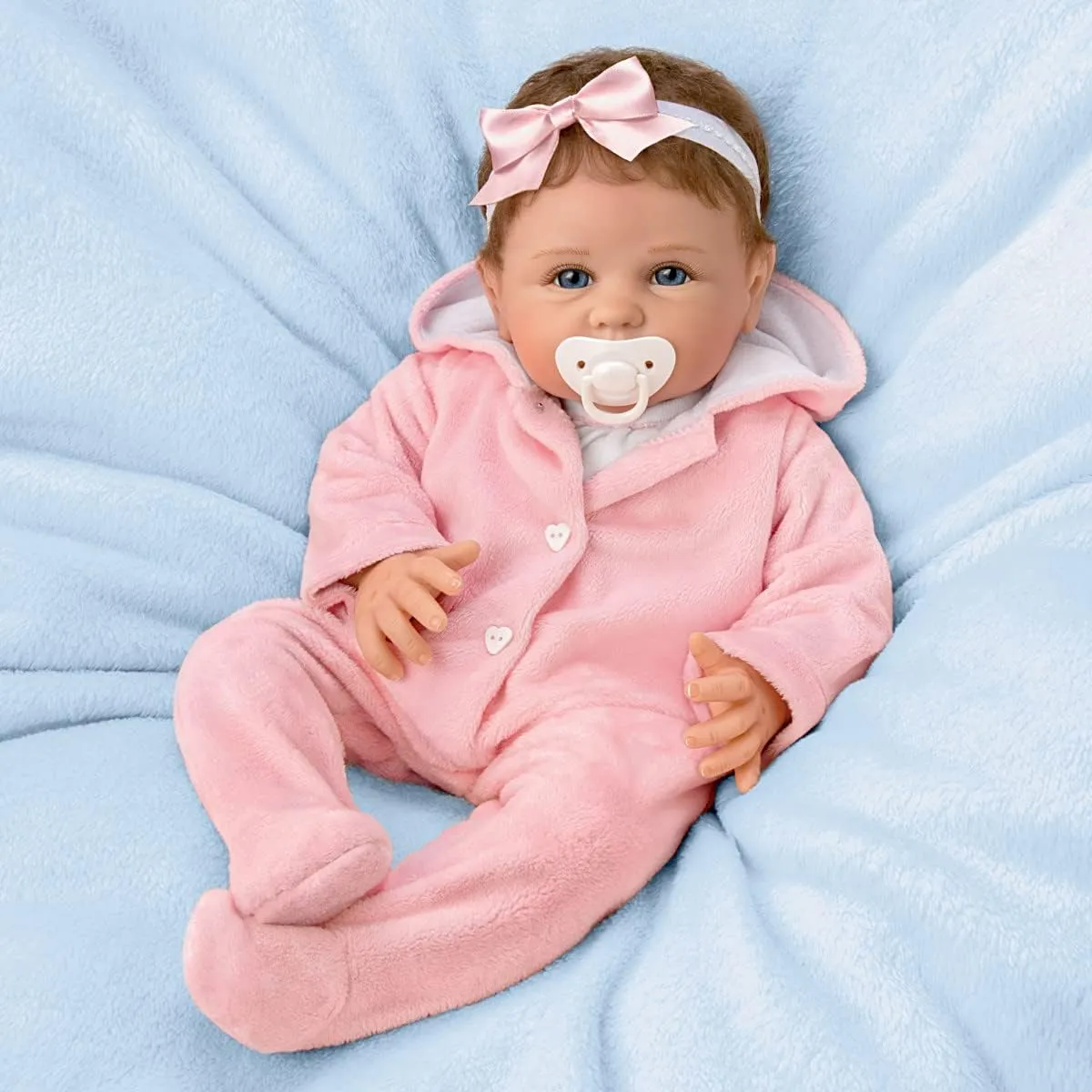 The Ashton - Drake Galleries Hopped Into My Heart Lifelike So Truly Real® Baby Girl Doll in Bunny Outfit Weighted Fully Poseable with Soft  RealTouch® Vinyl Skin by Doll Artist Linda Murray 19"-Inches