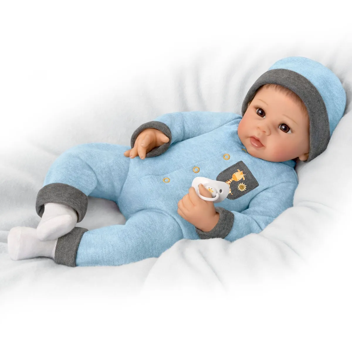 The Ashton - Drake Galleries Oliver Interactive Lifelike So Truly Real® Baby Boy Doll Breathes Coos Has Heartbeat Weighted Poseable Soft RealTouch® Vinyl Skin by Doll Artist Linda Murray 19"-inches