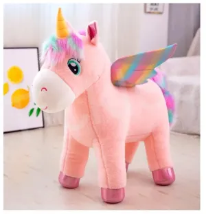 Tickles Rainbow Wings Unicorn Horse Soft Stuffed Plush Animal Toy for Kids Birthday Gifts (Size: 25 cm Color: Pink)