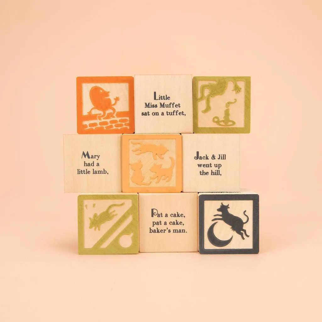 Wooden Block Set - 9 Nursery Rhyme Favourite